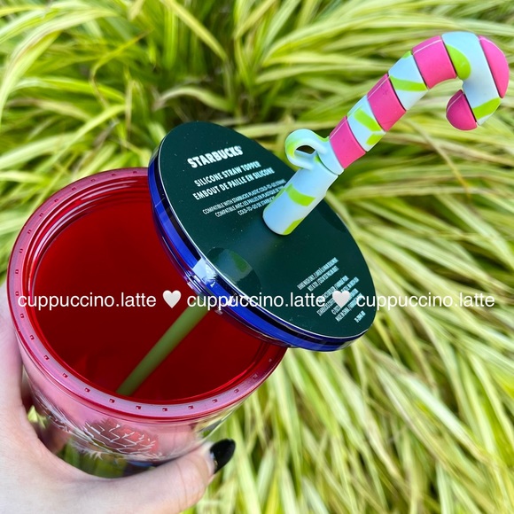🎄LAST ONE❤️Starbucks Target 2023 Pink Candy Cane ‘Foliage’ Straw Topper Tumbler - Picture 6 of 7
